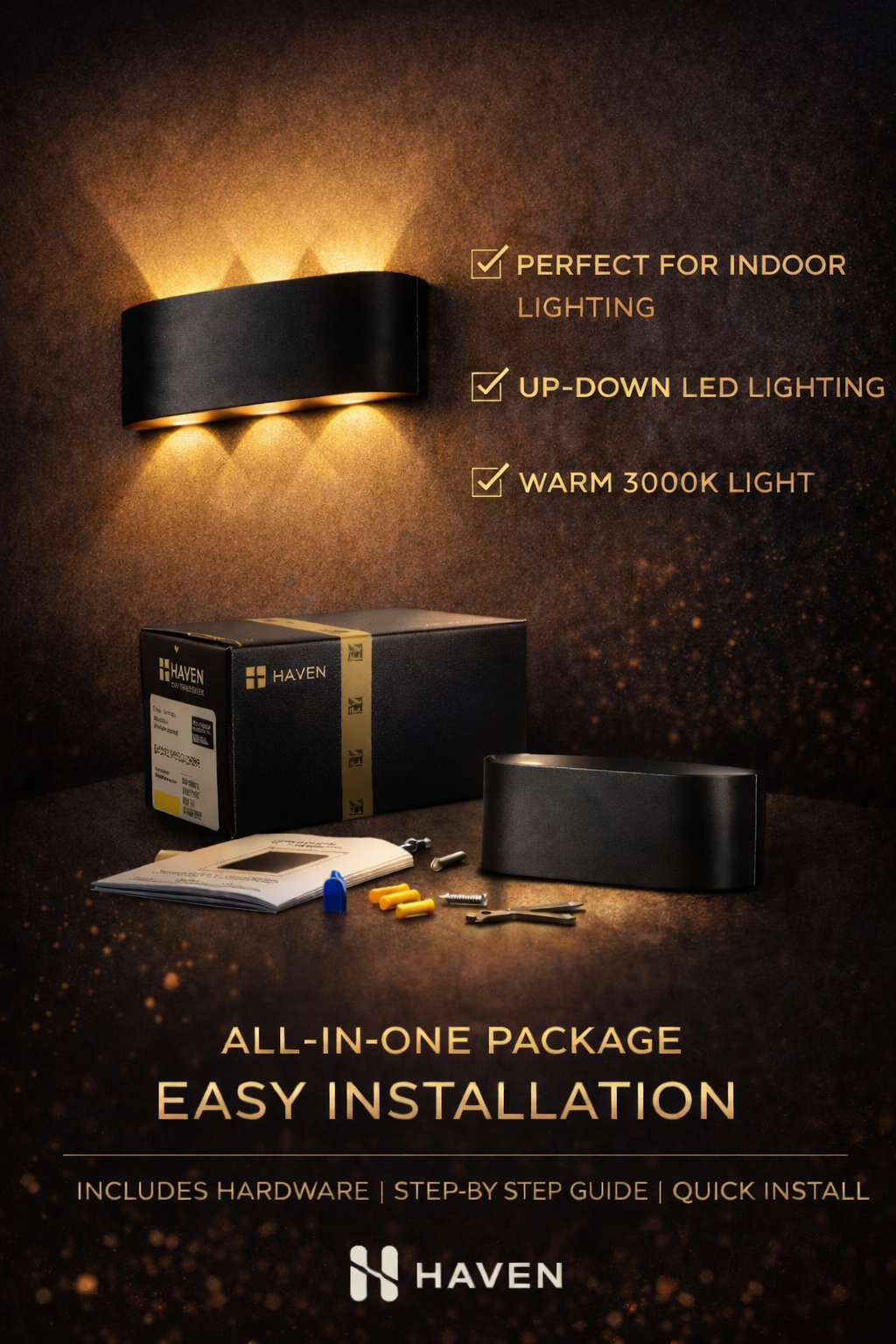 HAVEN White Up & Down LED Wall Sconce (Indoor/Outdoor)