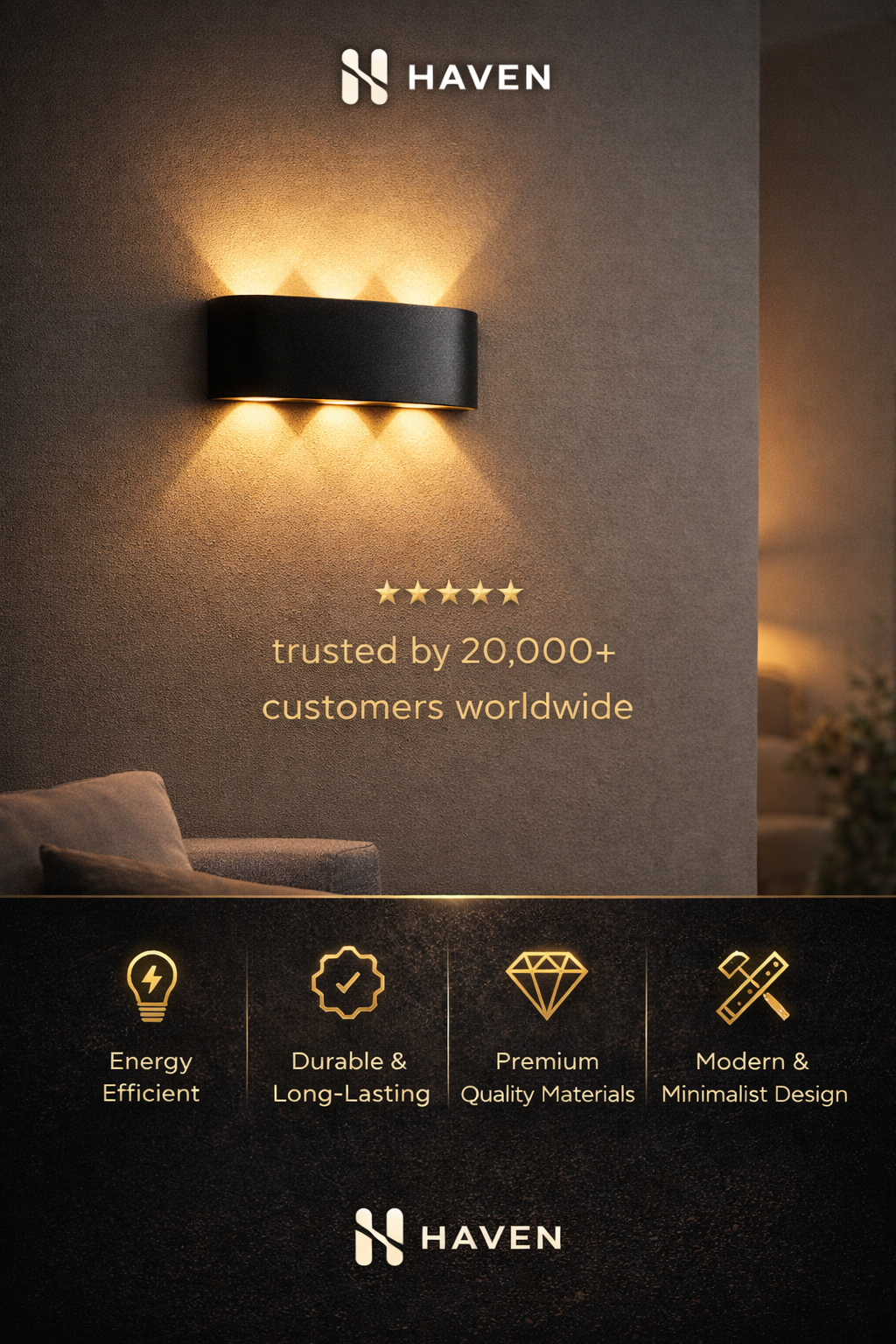 HAVEN White Up & Down LED Wall Sconce (Indoor/Outdoor)