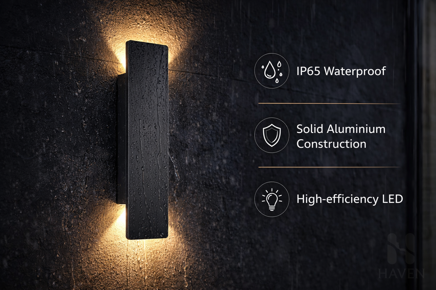 HAVEN Outdoor Up & Down Wall Light (Waterproof Aluminium)