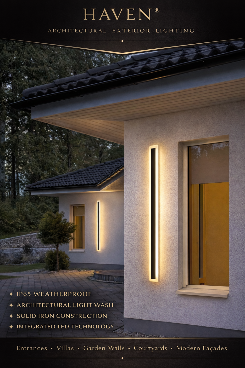 HAVEN Minimalist Linear Wall Sconce (Indoor/Outdoor)